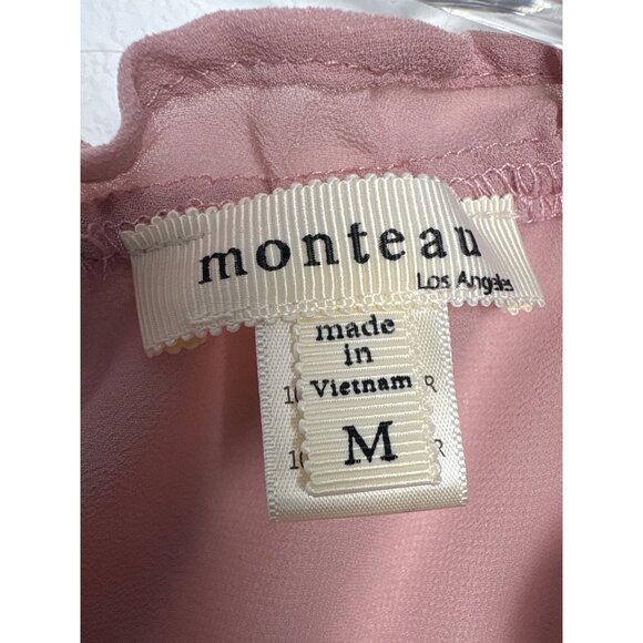 Vintage Pink Ruffled Cap Sleeve Blouse Womens Top Lined Adj Whimsy Fairy Cottag - Picture 2 of 10